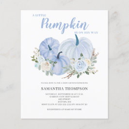 Budget Little Pumpkin Blue Baby Shower-inbjudan Flygblad