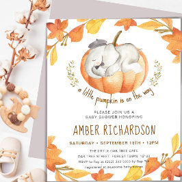 BUDGET Little Pumpkin Elephant Boy Shower Flygblad