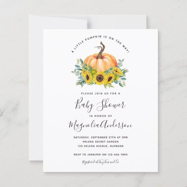 Budget Little Pumpkin Fall Baby Shower-inbjudan (Framsida)