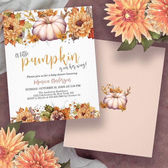 Budget Little Pumpkin Fall Baby Shower-inbjudan Flygblad (Budget Little Pumpkin Fall Baby Shower Invitation Flyer)