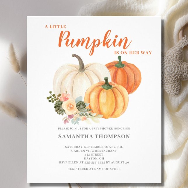 Budget Little Pumpkin Fall Baby Shower-inbjudan Flygblad (Skapare uppladdad)
