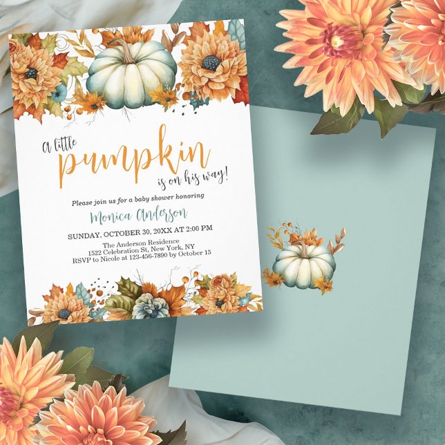 Budget Little Pumpkin Fall Baby Shower-inbjudan Flygblad (Budget Little Pumpkin Fall Baby Shower Invitation Flyer)