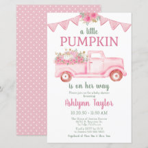 Budget Little Pumpkin Girl Baby Shower-inbjudan