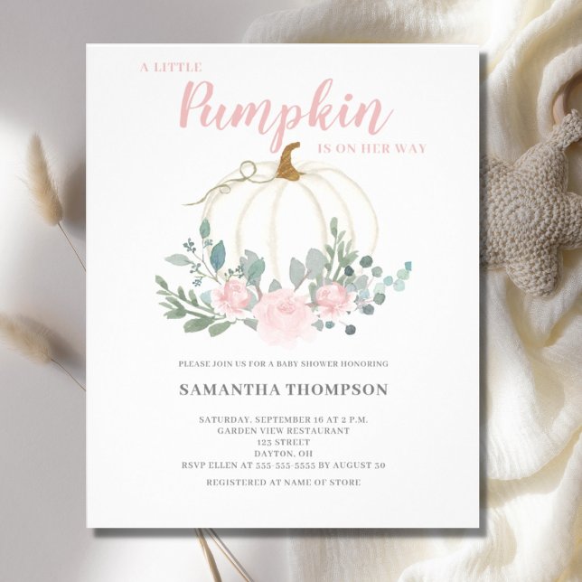 Budget Little Pumpkin Girl Baby Shower-inbjudan Flygblad (Skapare uppladdad)