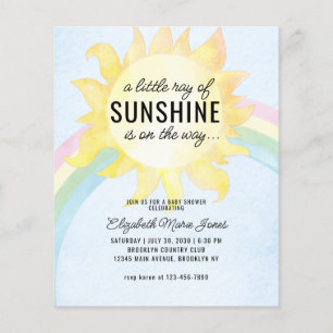 Budget Little Ray of Sunshine Baby Shower Inbjudan