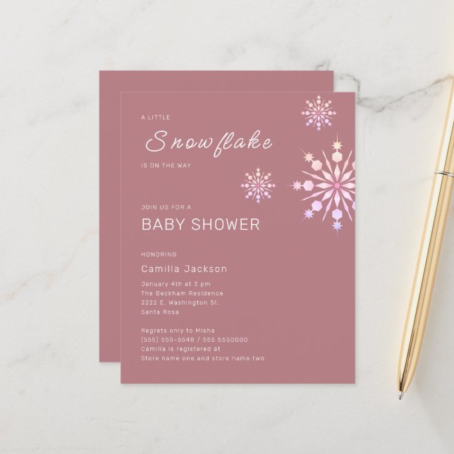 Budget Little Snowflake Rosa Winter Baby Shower (Fram/Back In Situ)