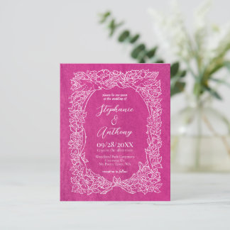 Budget Ljus Rosa Blommig Bröllopsinbjudan