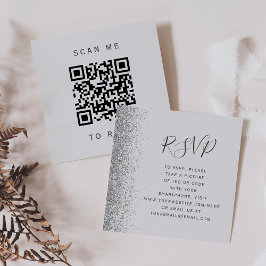 Budget Ljusgrå Silver Bröllops QR-kod RSVP Tilläggskort