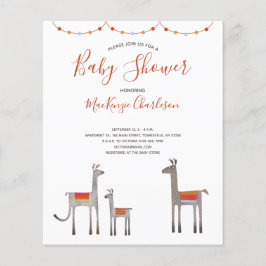 Budget Llama Baby Shower-inbjudan