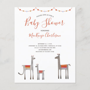 Budget Llama Baby Shower-inbjudan