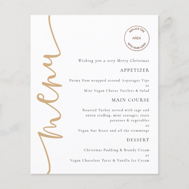 Budget Logotyp Guld Corporate jul Party Menu (Framsida)