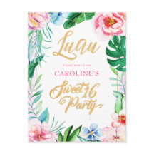 Budget Luau Tropical Blommigt Hawaiian Sweet 16
