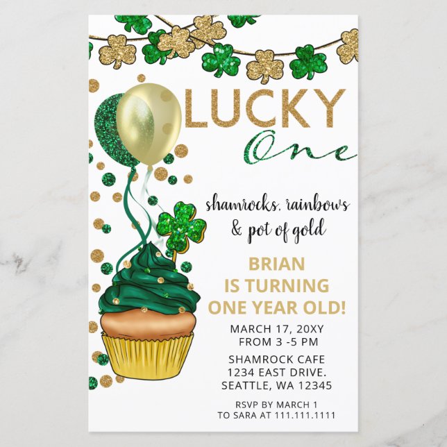 Budget Lucky One St Patrick Birthday-inbjudan (Framsida)