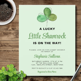 Budget Lucky Shamrock Grönt Baby Shower-inbjudan