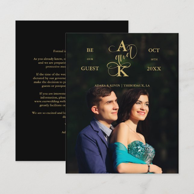Budget Luxury Faux Golden Fancy Calligraphy Photo (Fram/baksida)