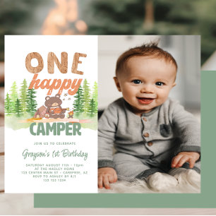 Budget Lycklig Camper Foto 1:a födelsedagsinbjudan