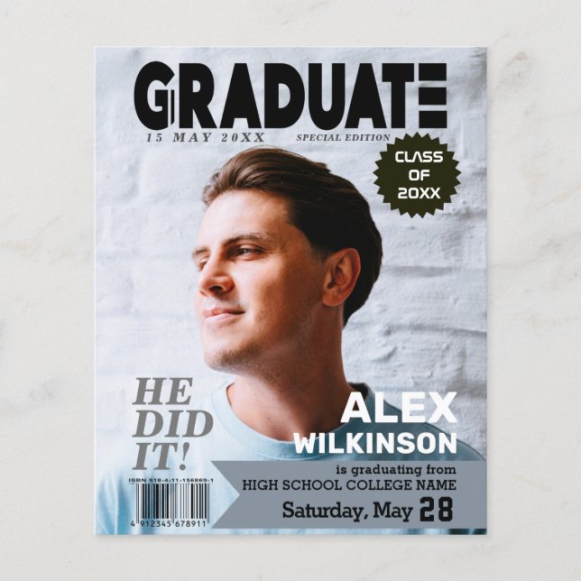 BUDGET Magasinets omslagsstyling Guy Grad-meddelan (Framsida)