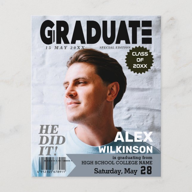 BUDGET Magazine Cover Stil Guy Grad-meddelande Flygblad (Framsidan)