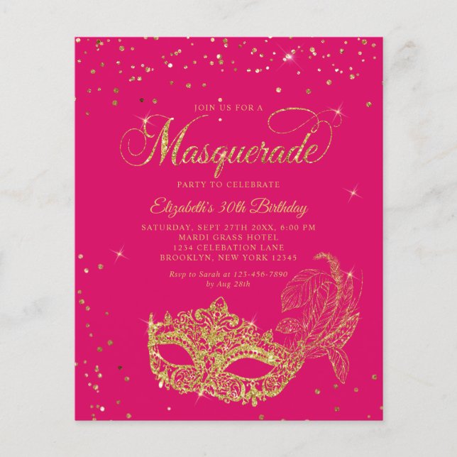BUDGET Magenta Guld Masquerade Födelsedags Foto (Framsida)