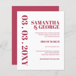 Budget Magenta Modern Retro-bröllopsinbjudan