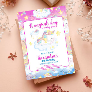 Budget Magic Unicorn Rainbow Födelsedagsfest Reklamblad