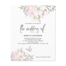 Budget Magnolia Butterfly bröllopsinbjudan