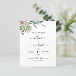 Budget Magnolia Eucalyptus bröllopsinbjudan
