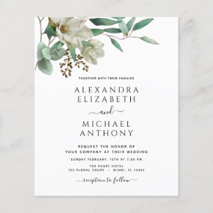 Budget Magnolia Eucalyptus Photo Elegant bröllop Flygblad