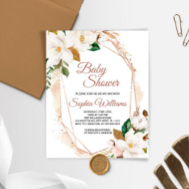 Budget Magnolia Flowers Baby Shower-inbjudan