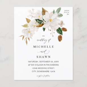 Budget Magnolia White Blommigt Bröllop Flygblad