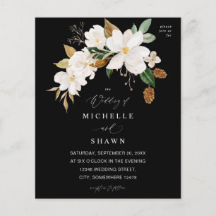 Budget Magnolia White Blommigt Bröllop - Svart Flygblad