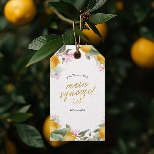 Budget Main Squeeze Lemon Wreath Bridal Shower Presentetikett (Skapare uppladdad)