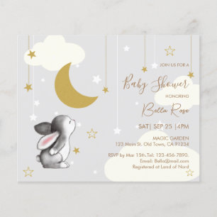 Budget Måne Star Cloud Baby Shower-inbjudan