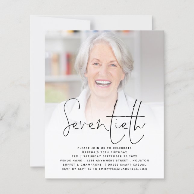 BUDGET Manus Foto 70-årsfirande Party-inbjudan (Framsida)