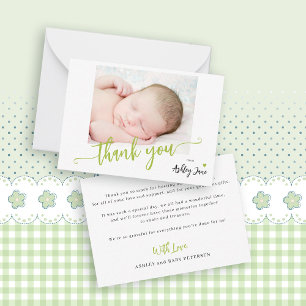 Budget manus foto baby shower tack anteckningskort