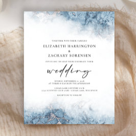 Budget Marble Blue Silver bröllopsinbjudan