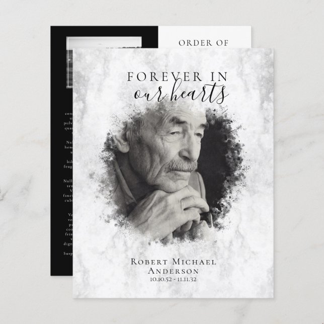 BUDGET Marble Photo Funeral Program (Fram/baksida)