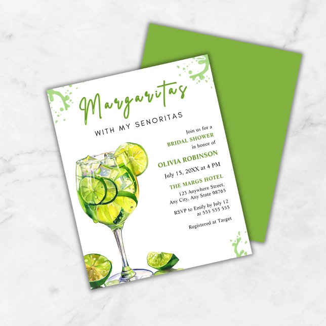 Budget Margaritas & Senoritas Möhippa Inbjudan (Budget Margaritas with my Senoritas Bridal Shower Invitation )
