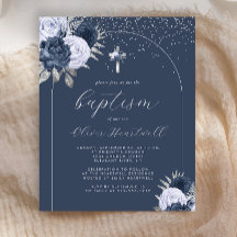 Budget Marinblå Blommig Båge Kors Pojkar Dop