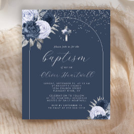 Budget Marinblå Blommig Båge Kors Pojkar Dop