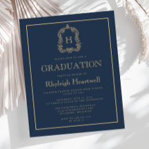 Budget Marinblå Guld Crest Examen Festligheter