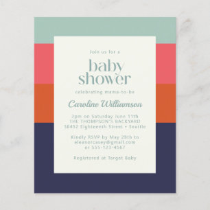 Budget Marinblå och röda ränder Chic Baby Shower