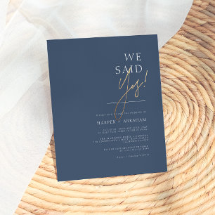 Budget Marinblå Vi Sade Ja Minimalistisk Bröllop