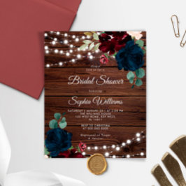 Budget Marsala & Navy Inbjudningskort för möhippan