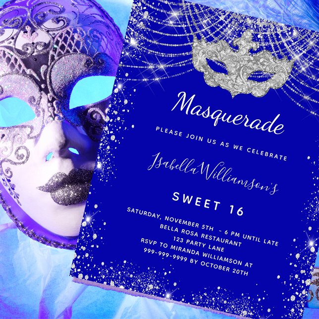 Budget Masqueraroyalet blue silver Sweet 16 (Skapare uppladdad)