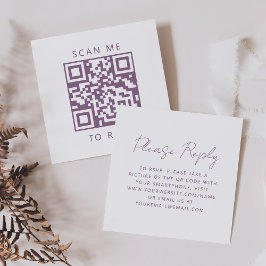 Budget Mauve Script Bröllops QR-kod RSVP Tilläggskort