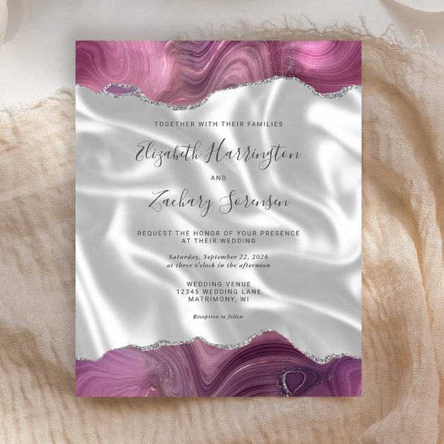 Budget Mauve Silver Agate White Silke Bröllop (Skapare uppladdad)