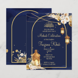 Budget Mehndi inbjudan Arabian lanternor golden ar