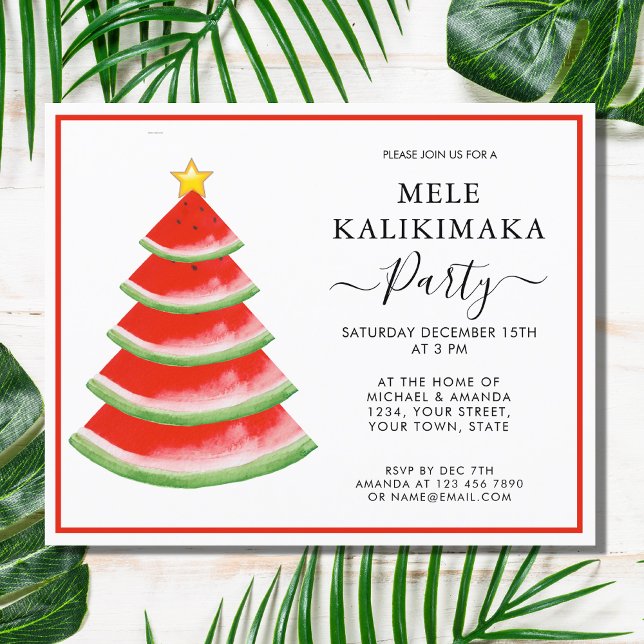 Budget Mele Kalikimaka Watermelon Party-inbjudan (Skapare uppladdad)