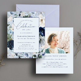 Budget Memorial Blue Blommigt Firande of Life Flygblad